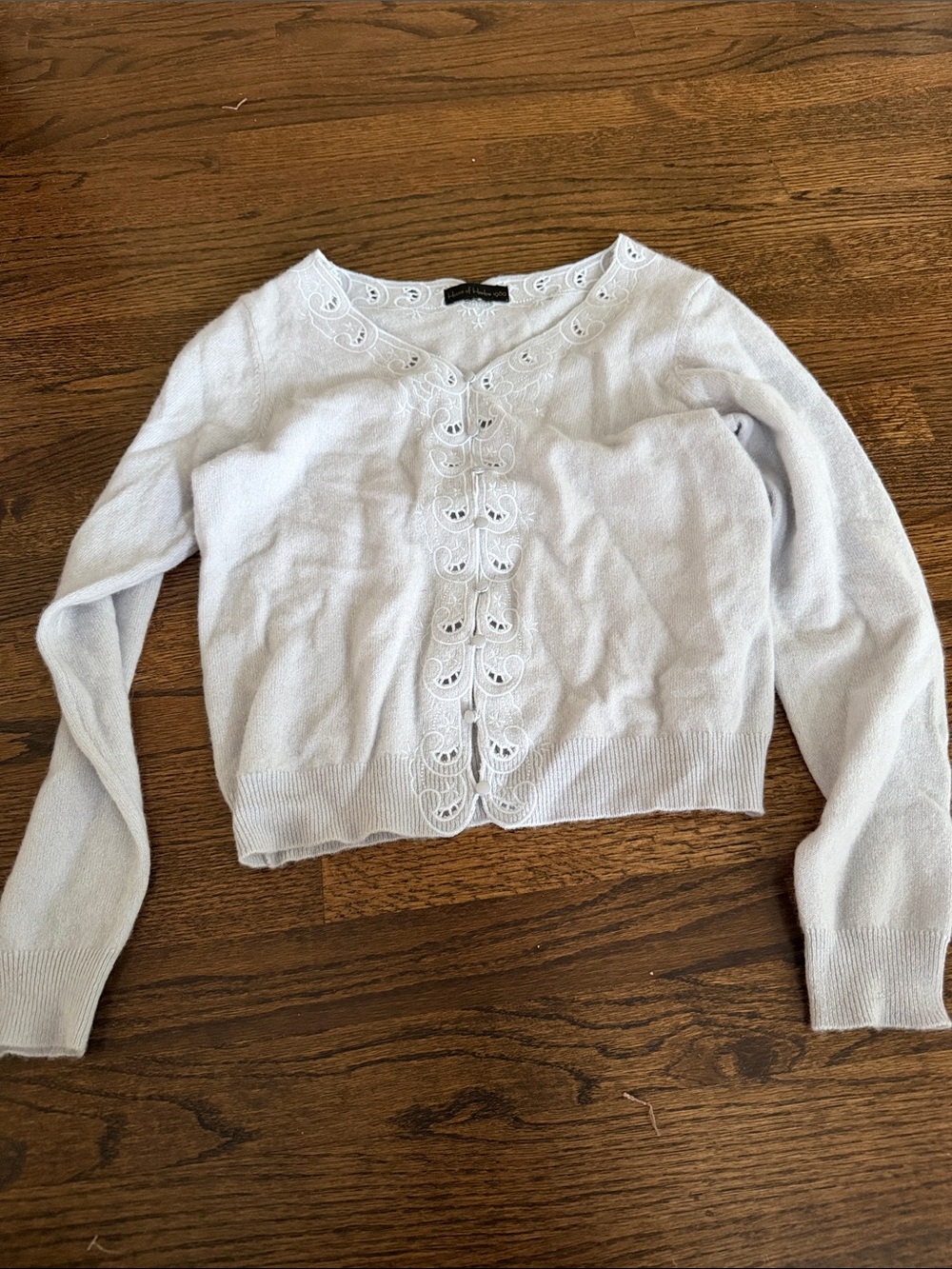 House of Harlow 1960 Blue Cashmere Embroidered Cardigan